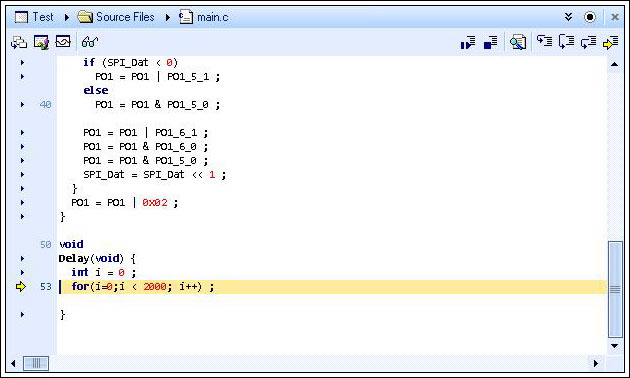 Figure 7. Code stopped execution in the Delay function.