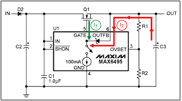 圖4. 典型的限壓電路提供輸出電容放電通道