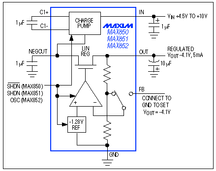 Figure 6. This GaAsFET-bias power supply contains a linear regulator that limits the output noise to 2mVP-P.