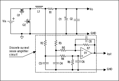 Figure 1. Schematic of a typical discrete current-sense amplifier.