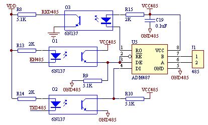 圖1  ADM487E典型應用電路