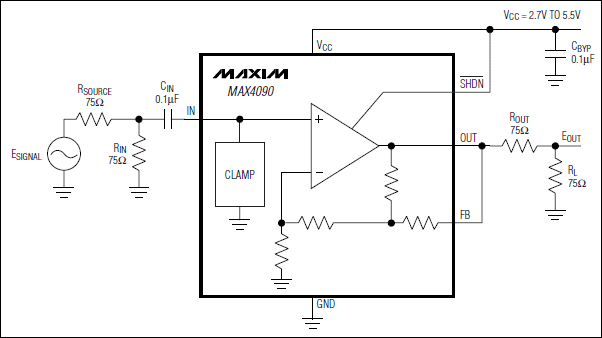 MAX4090：典型工作電路