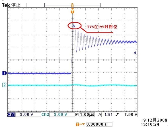 圖A2: 有TVS時輸入端波形。