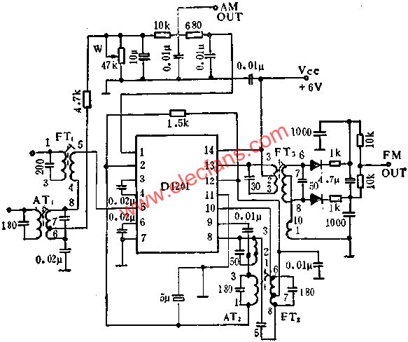 D1201調頻/調幅中頻放大電路的應用  www.qldv.cn