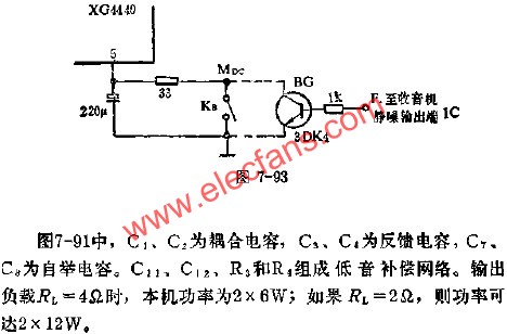 XG4440收音機集成電路靜噪音接入圖  www.qldv.cn