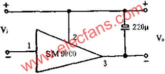 SM9000系列集成穩壓模塊的典型應該線路圖  www.qldv.cn