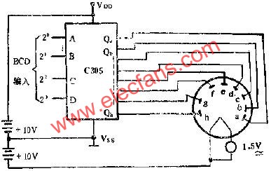 C305用兩組電源驅動20V熒光數碼管線路圖  www.qldv.cn