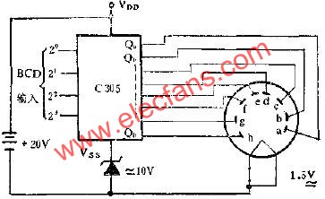 C305用一組電源驅動20V熒光數碼管線路圖  www.qldv.cn