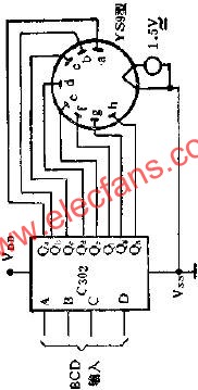 C302八段字形譯碼器驅動10V熒光數碼管線路圖  www.qldv.cn