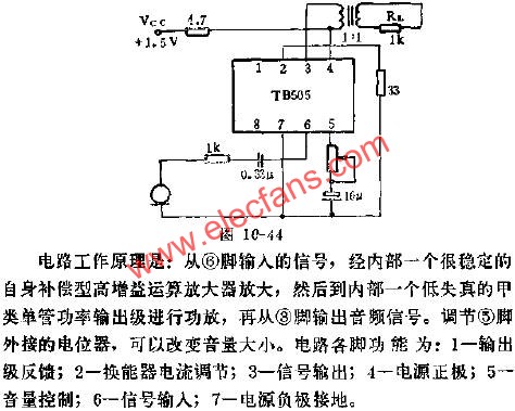 TB505助聽器電路的應用電路圖  www.qldv.cn