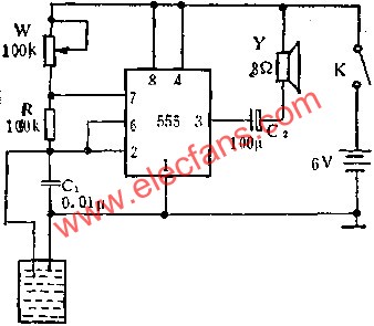 555電路組成液位控制器電路圖  www.qldv.cn