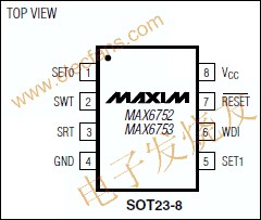 MAX6752微處理器(μP)監控電路引腳圖 www.qldv.cn