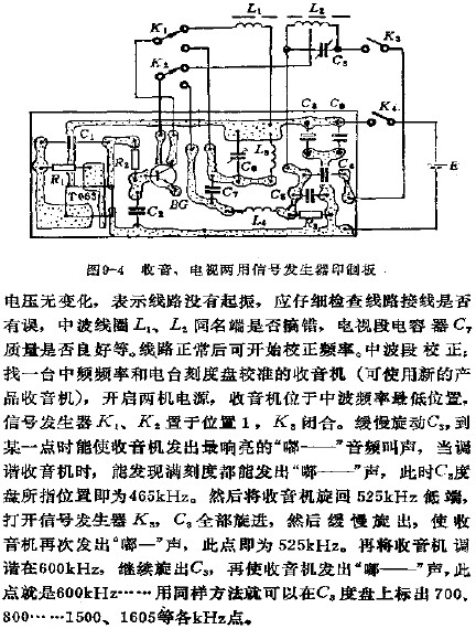 收音、電視兩用信號發生器印制板