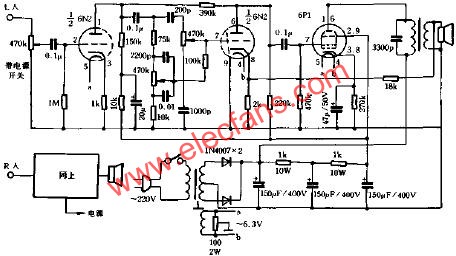 利用電子管收音機改制小功率膽機 www.qldv.cn