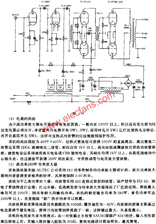 高功率電子管功率放大器電路原理圖  www.qldv.cn