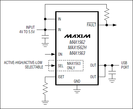 MAX1562、MAX1562H、MAX1563：典型工作電路