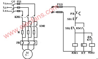 定子串電阻降壓起動控制線路