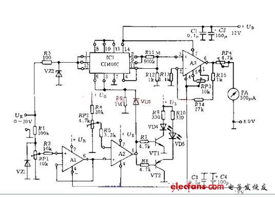 一種電子電壓表電路圖