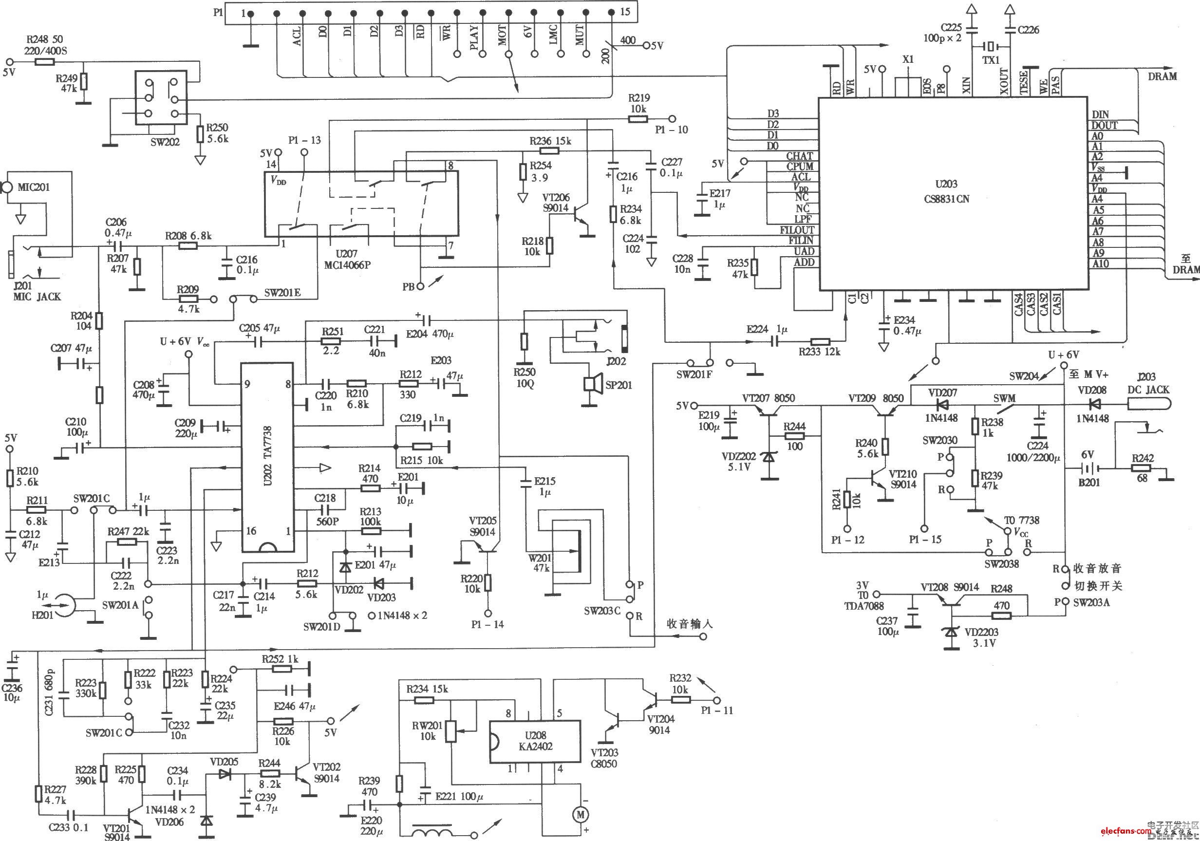 小霸王SB-818型復讀機電路