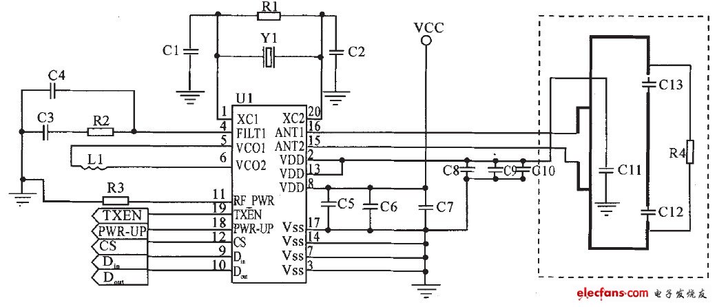 圖5 nRF401的連接