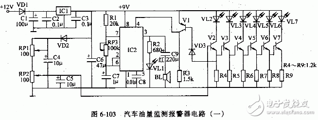 汽車油量監測報警器電路設計