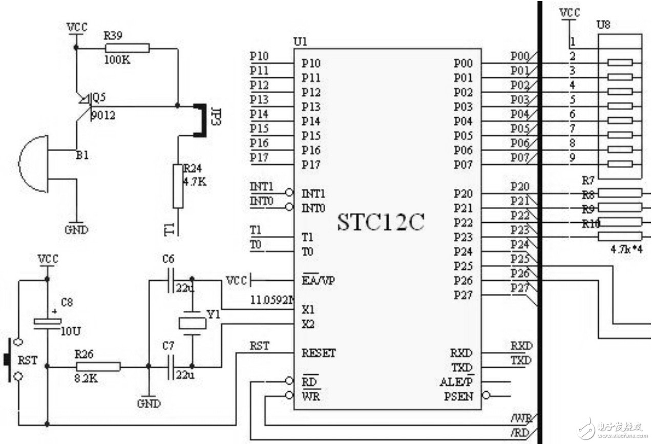 揭秘STC12C控制智能家電防盜系統應用電路