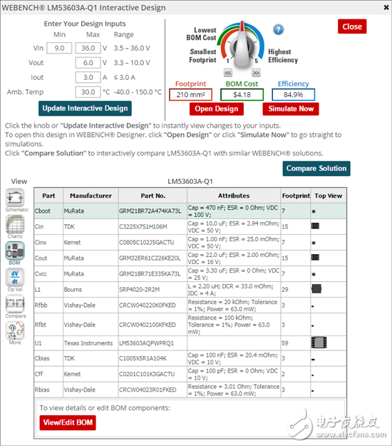 具有比較特性的全新 WEBENCH 交互式產品文件夾