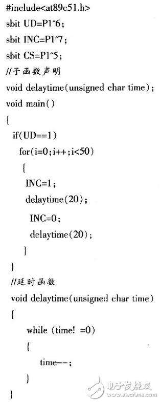 X9313為工業級的32抽頭數控電位器，最大阻值為10 kΩ，采用8引腳，有DIP、OIC、FSSOP 3種封裝。X9313的內部功能框圖，如圖3所示。它由輸入部分、5位E2PROM、存儲和調用電路、32選l譯碼器、由MOS場效應管構成的32路模擬開關、電阻陣列6部分組成。其中輸入部分是5位加／減計數器經過三線加／減式接口（）與單片機相連，其工作像一個升／降計數器，輸出經譯碼，控制接通某個電子開關，這樣就把電阻陣列上的一個點連接到滑動輸出端。