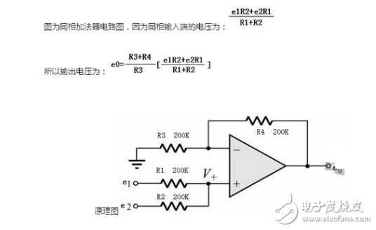 同相加法器電路圖_反相加法器電路圖_運放加法器電路圖解析