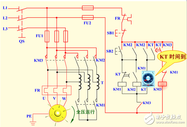 自耦變壓器降壓啟動控制電路組成及工作原理