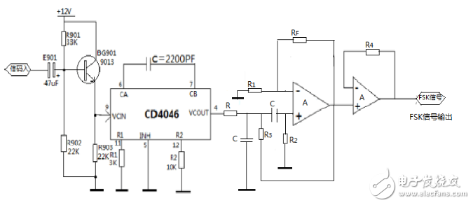 利用鎖相環(huán)芯片NE564和CD4046實(shí)現(xiàn)FSK信號(hào)的調(diào)制與解調(diào)電路的