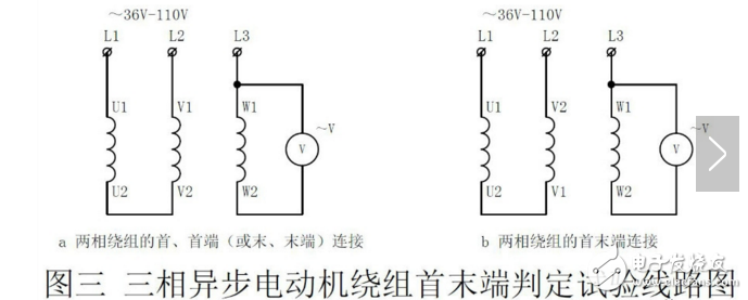 三相異步電動機繞組接線圖和首末端判斷方法圖解