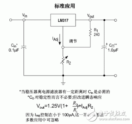 LM317穩壓器介紹、引腳圖、參數、工作原理及應用電路圖