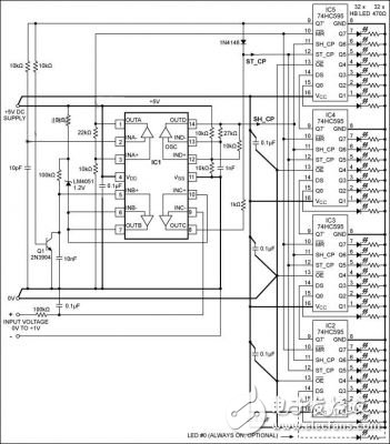 基于ic產(chǎn)生溫度計式電壓指示的電路